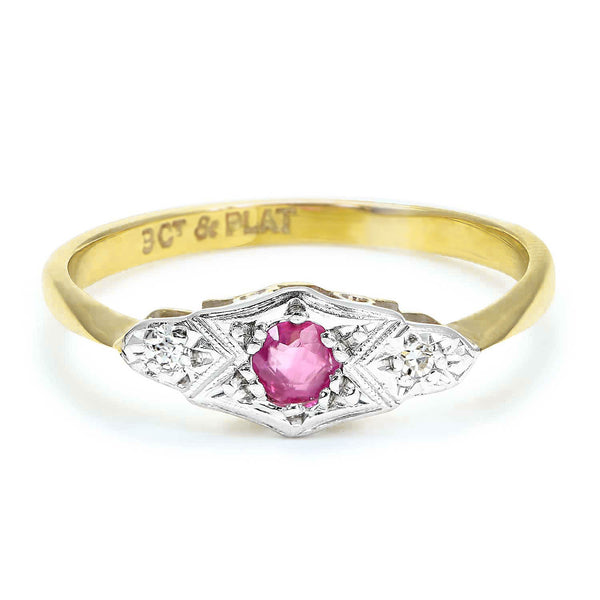 Ava ruby and diamond Edwardian engagement ring