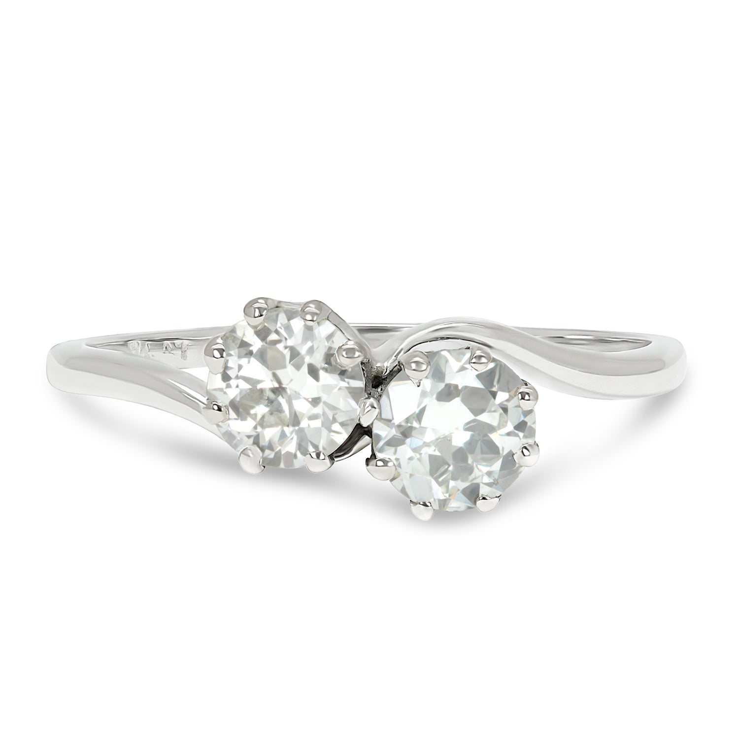 Bernadette vintage diamond toi et moi engagement ring