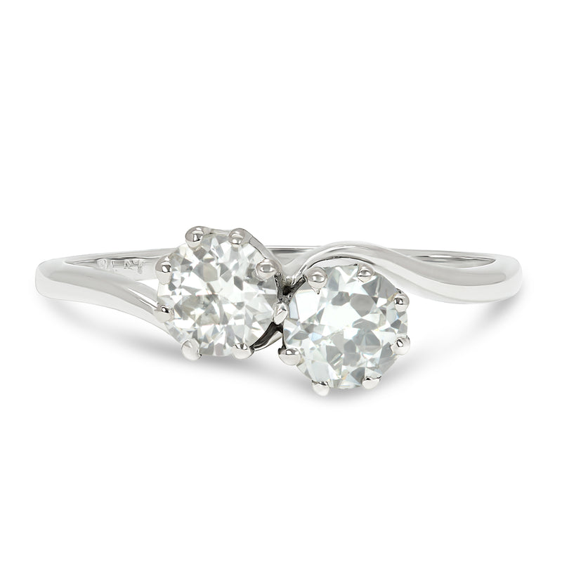 Bernadette vintage diamond toi et moi engagement ring