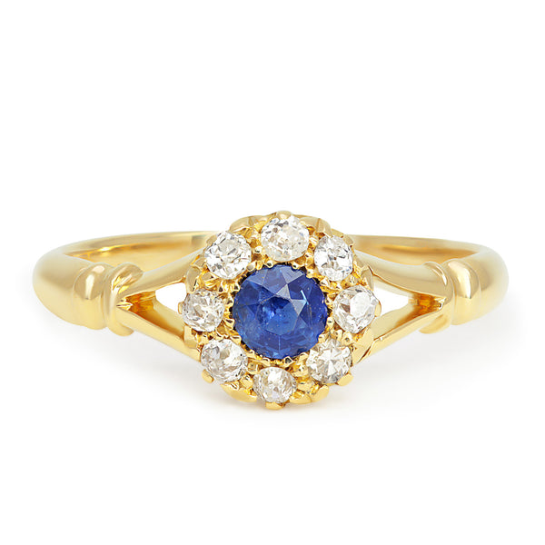Blossom Antique Victorian Sapphire and Diamond Cluster Ring