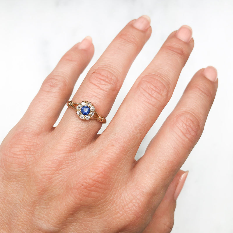 Blossom Antique Victorian Sapphire and Diamond Cluster Ring