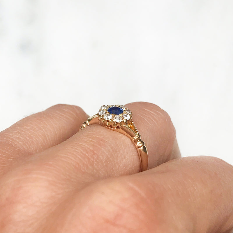 Blossom Antique Victorian Sapphire and Diamond Cluster Ring