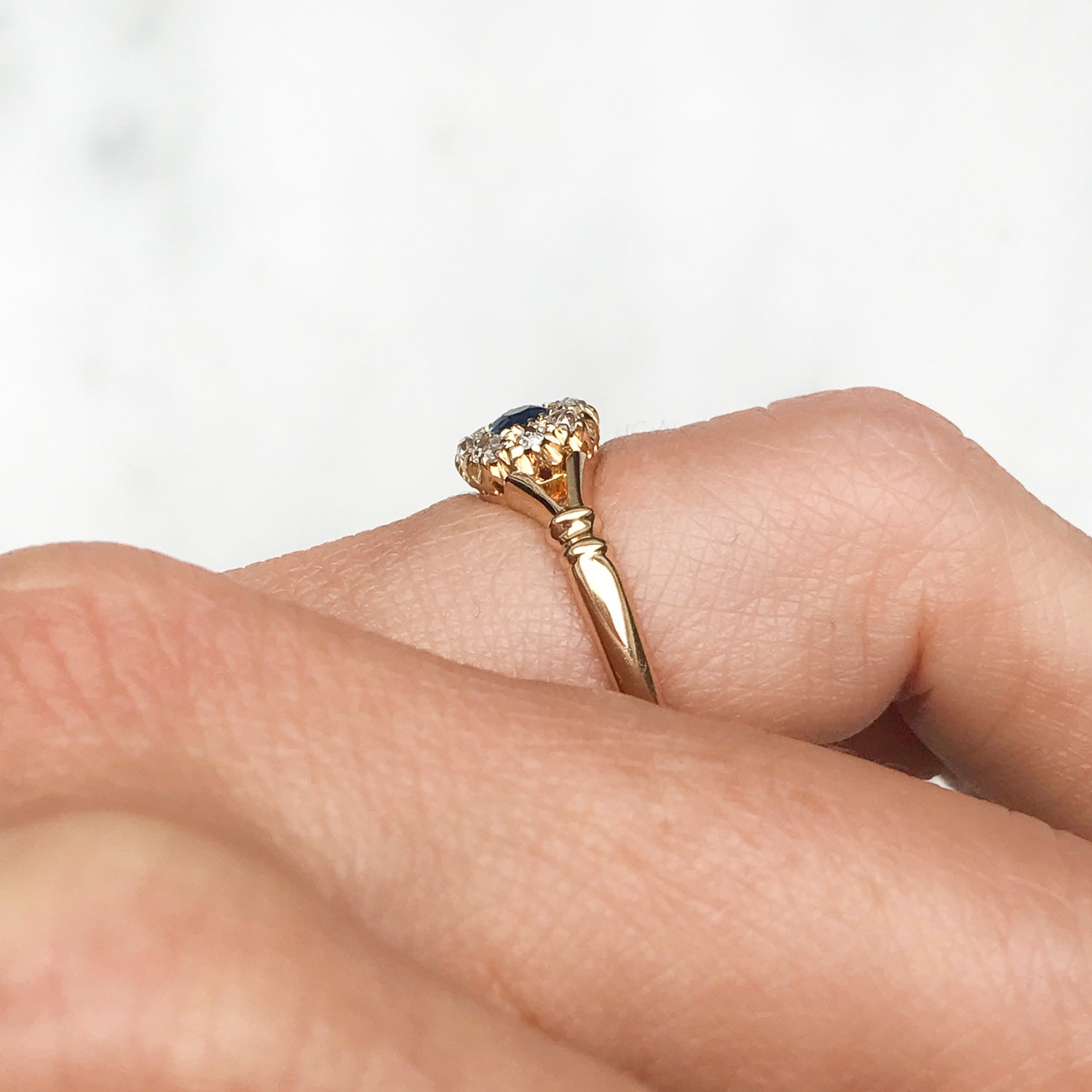 Blossom Antique Victorian Sapphire and Diamond Cluster Ring