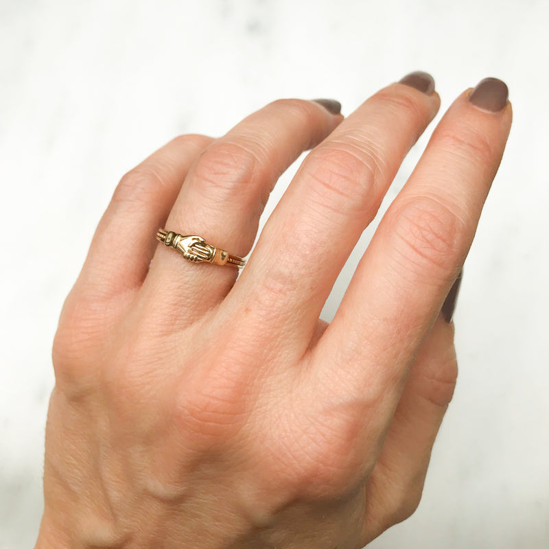 Blythe antique yellow gold fede gimmel ring