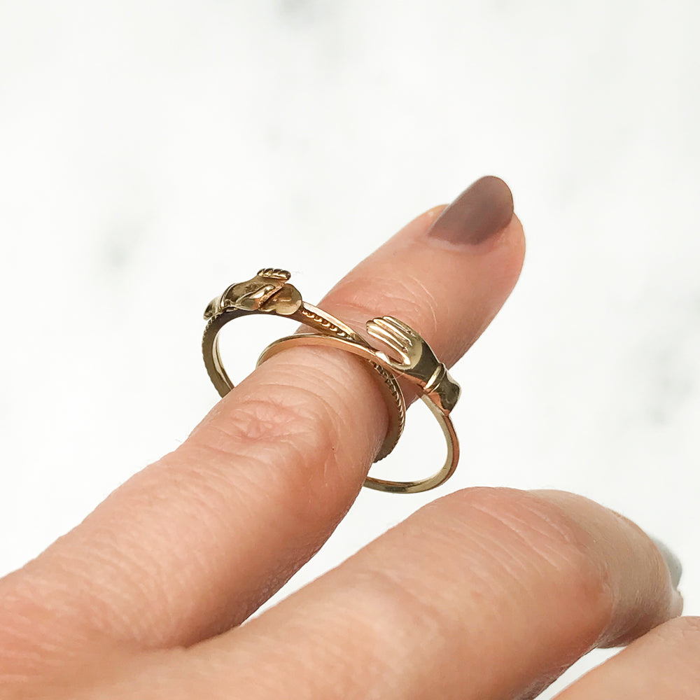 Blythe antique yellow gold fede gimmel ring