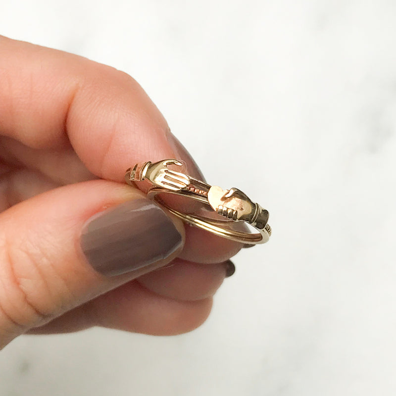 Blythe antique yellow gold fede gimmel ring