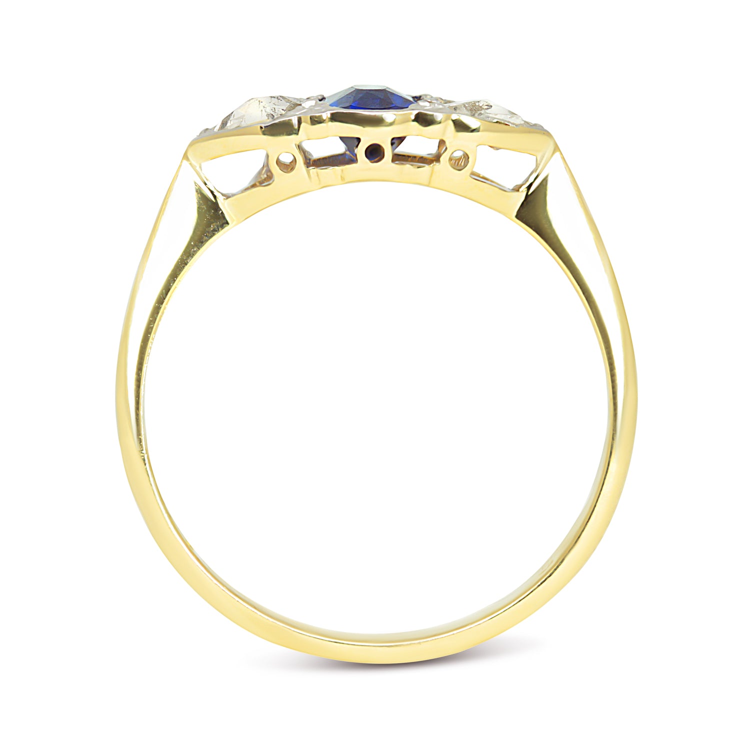 Bridget Antique Sapphire & Diamond Three Stone Engagement Ring
