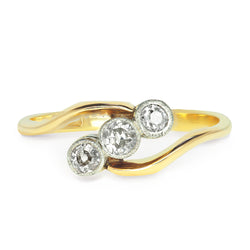 Charlotte Antique Three Stone Diamond Engagement Ring