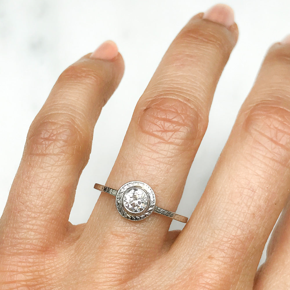 Clementine antique Edwardian diamond solitaire engagement ring