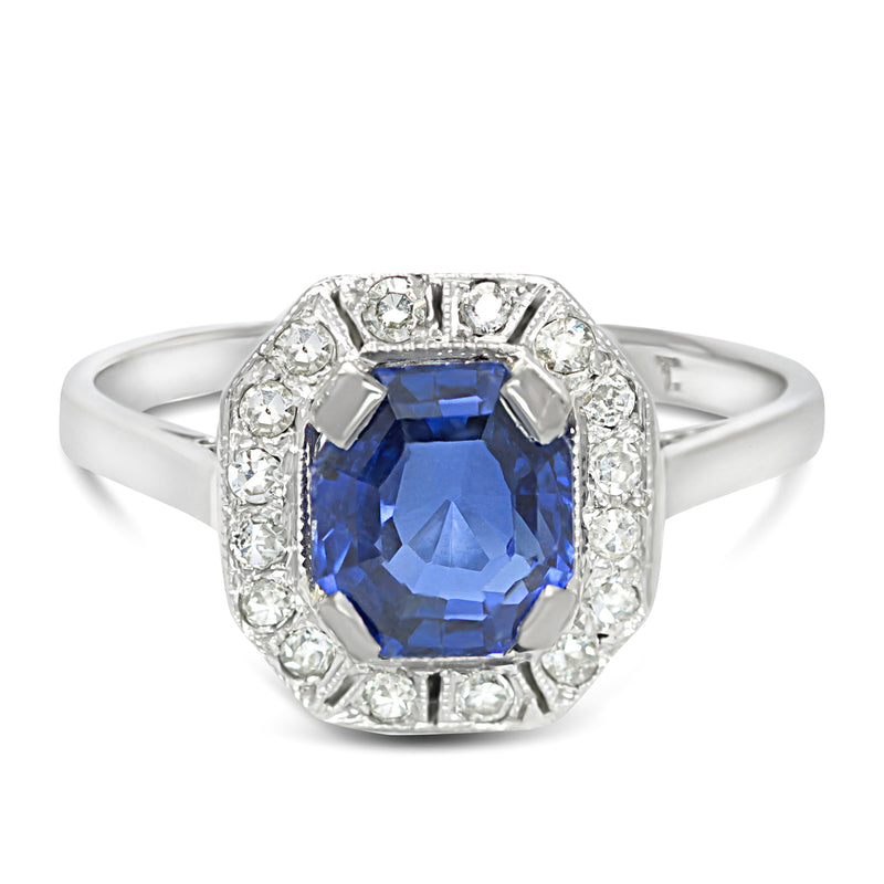 Daisy sapphire and diamond Art Deco engagement ring