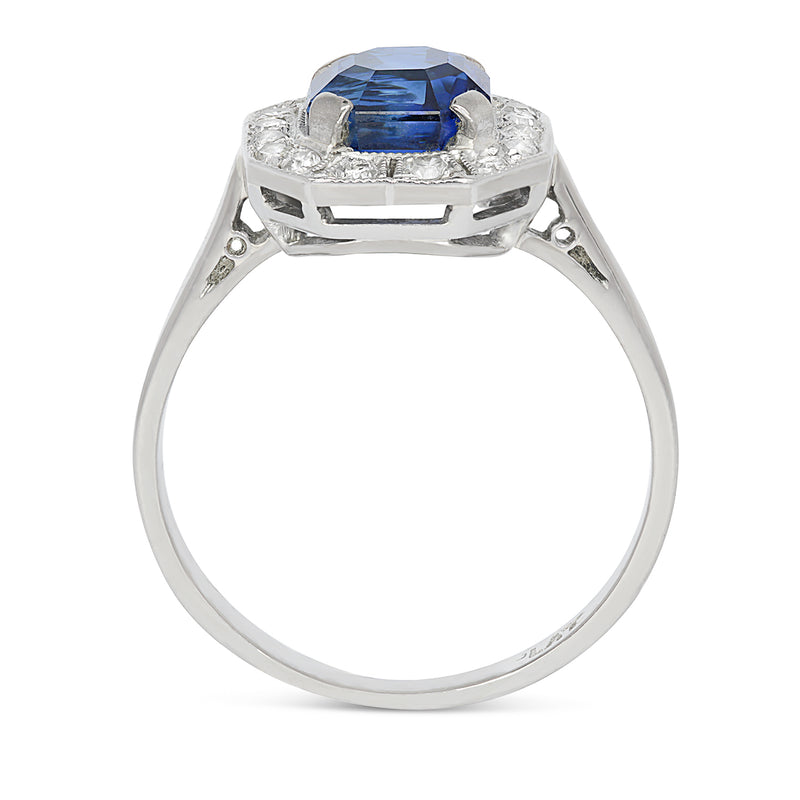 Daisy sapphire and diamond Art Deco engagement ring