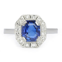 Daisy sapphire and diamond Art Deco engagement ring