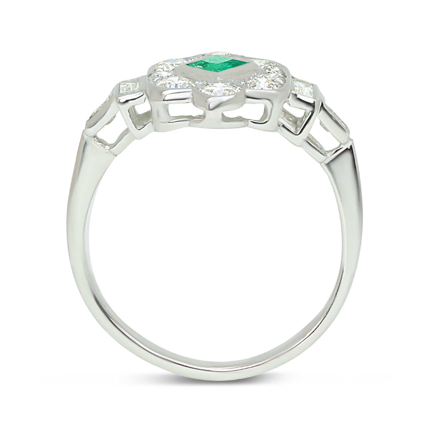 Darcy vintage emerald & diamond cluster engagement ring