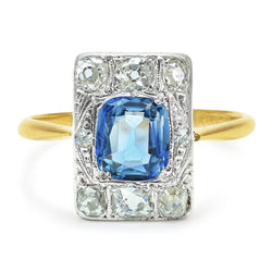Edie sapphire and diamond Edwardian engagement ring