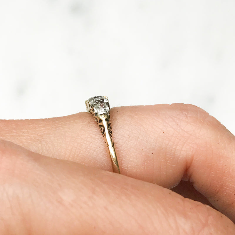 Eleanor antique Victorian five stone diamond engagement ring