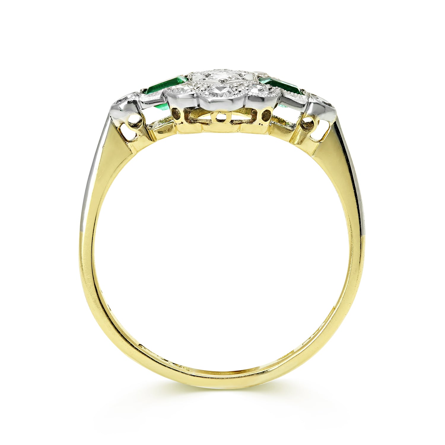 Etta emerald and diamond Art Deco engagement ring