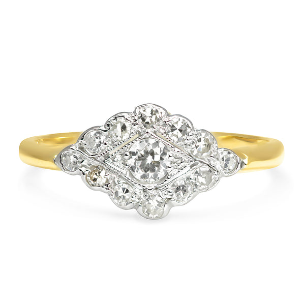 Florrie early 20th century diamond cluster engagement ring
