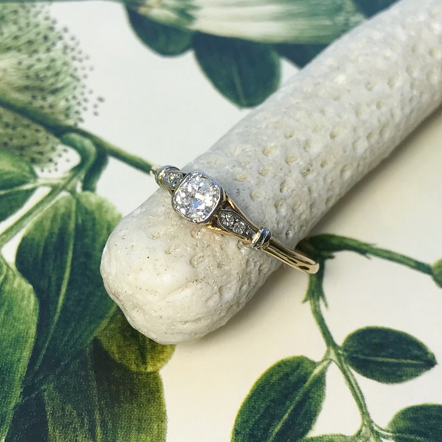 Fern antique early 20th century diamond engagement ring