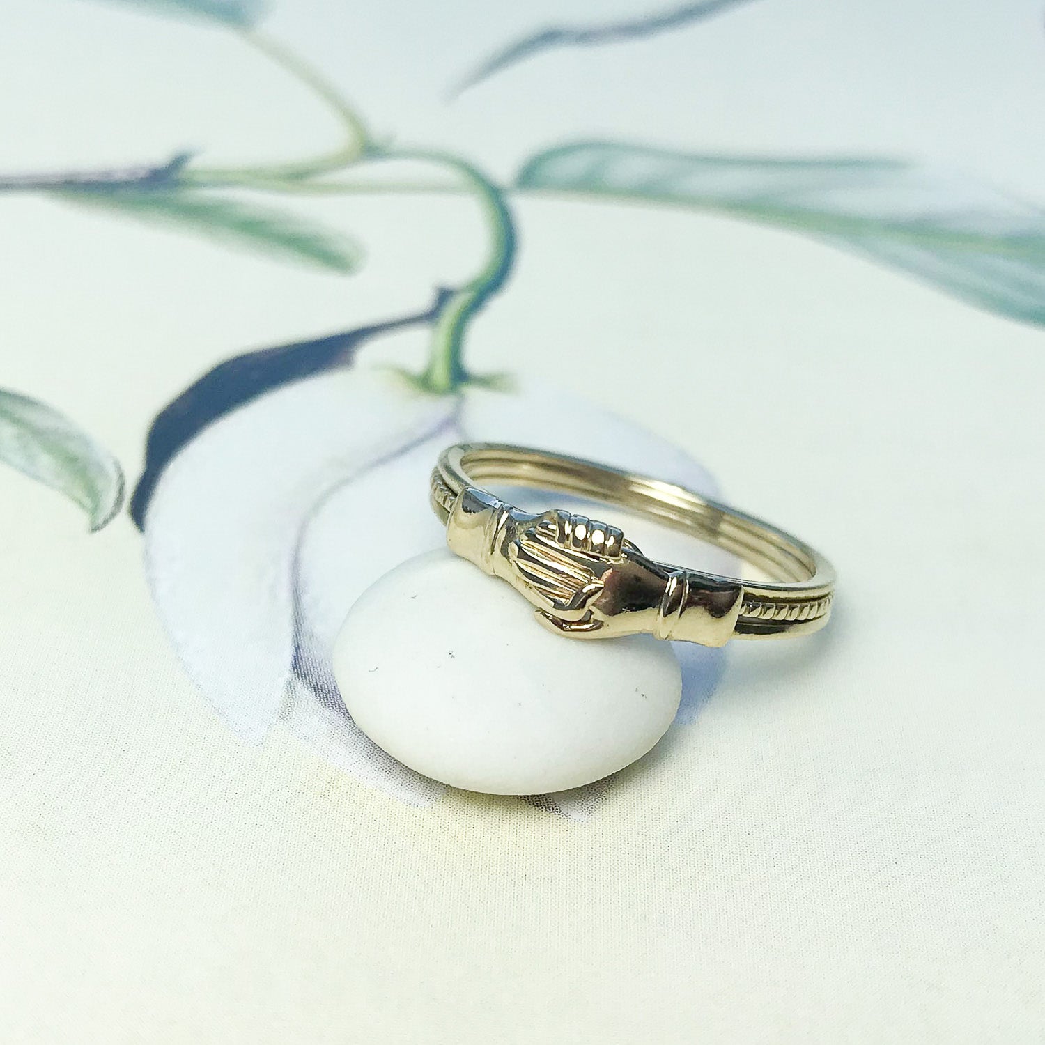 Blythe antique yellow gold fede gimmel ring