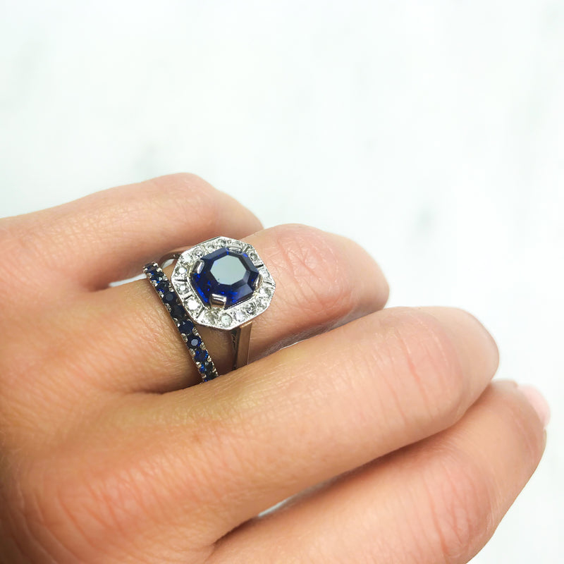 Daisy sapphire and diamond Art Deco engagement ring