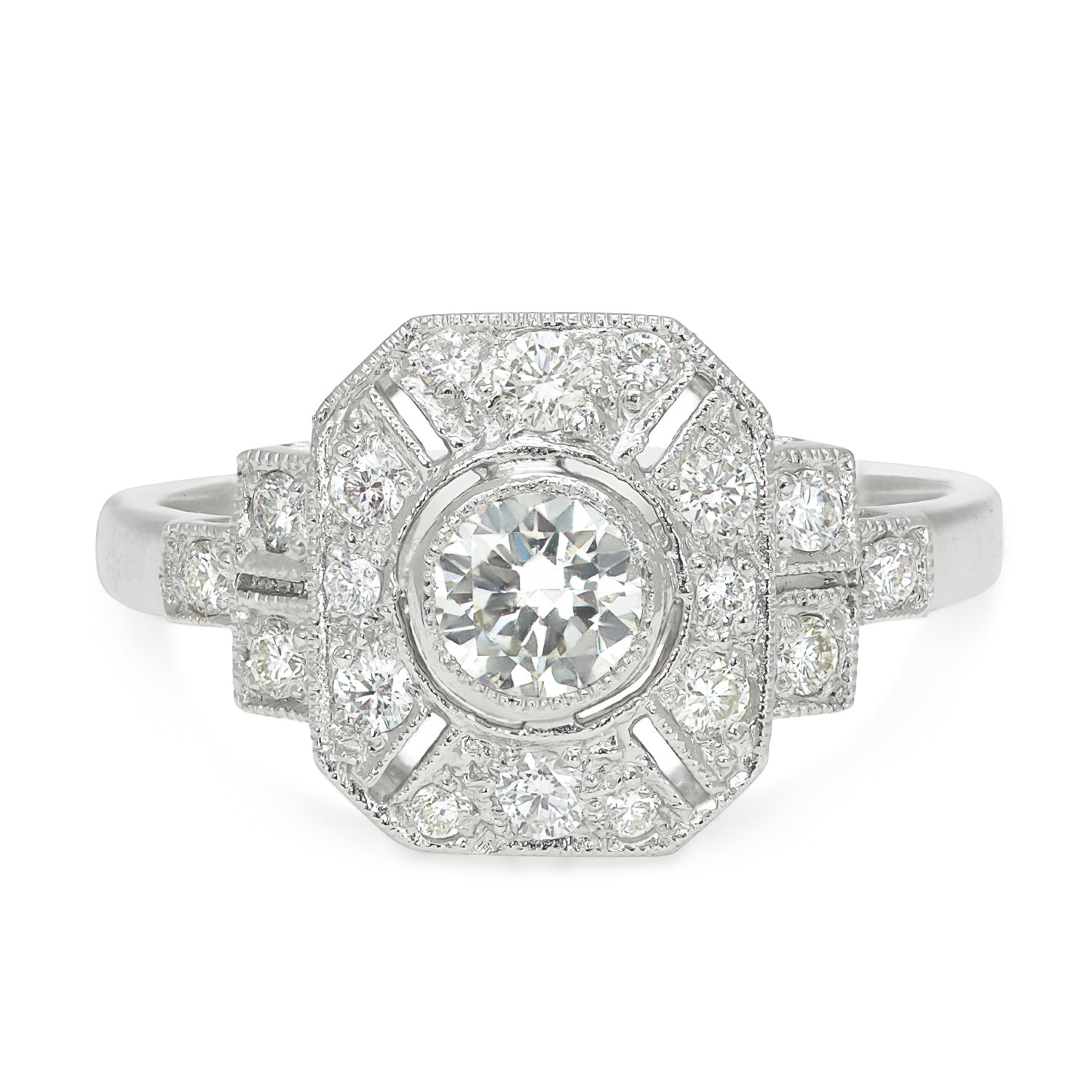 Jean vintage diamond plaque ring