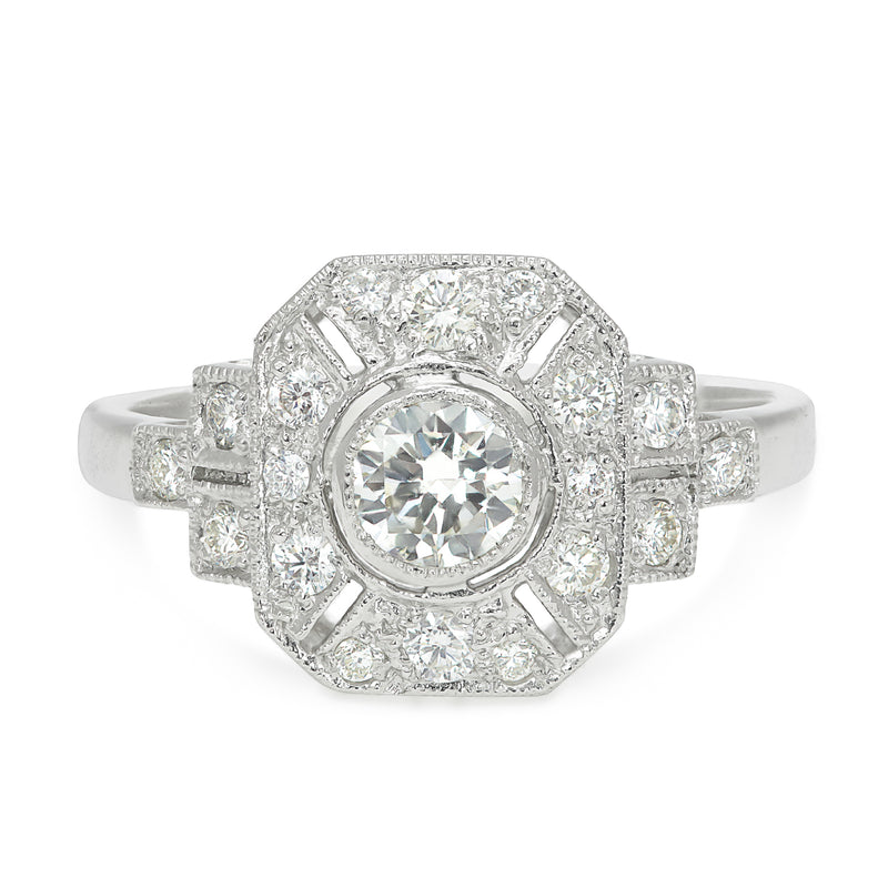 Jean Art Deco style diamond plaque engagement ring