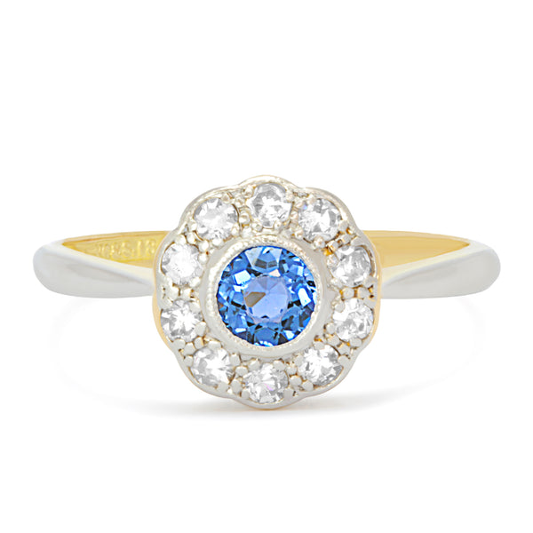 Joyce early 20th century sapphire and diamond daisy ring