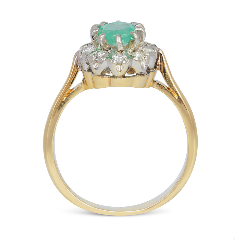 Kitty emerald and diamond engagement ring