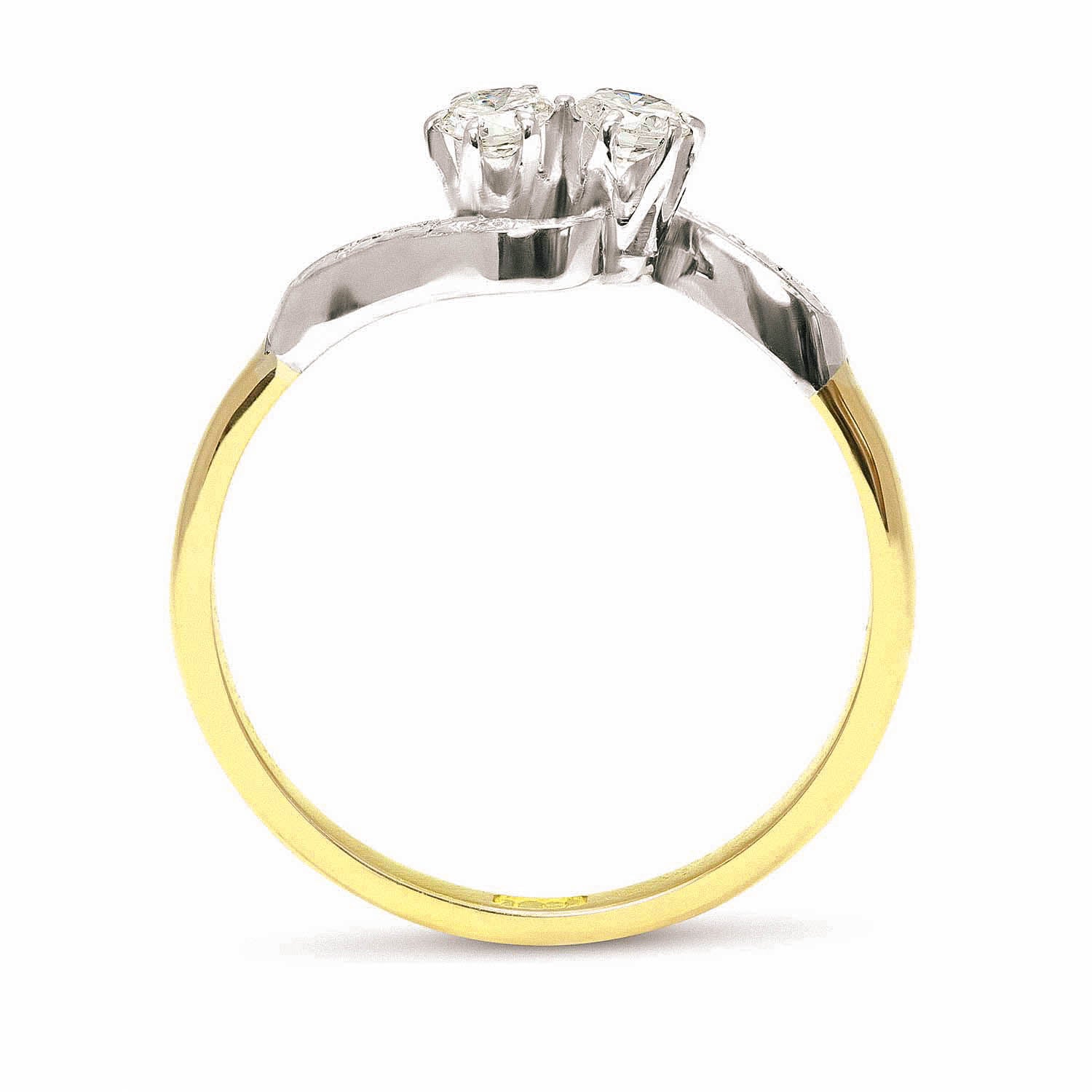 Lilian Art Deco crossover two stone diamond engagement ring side view