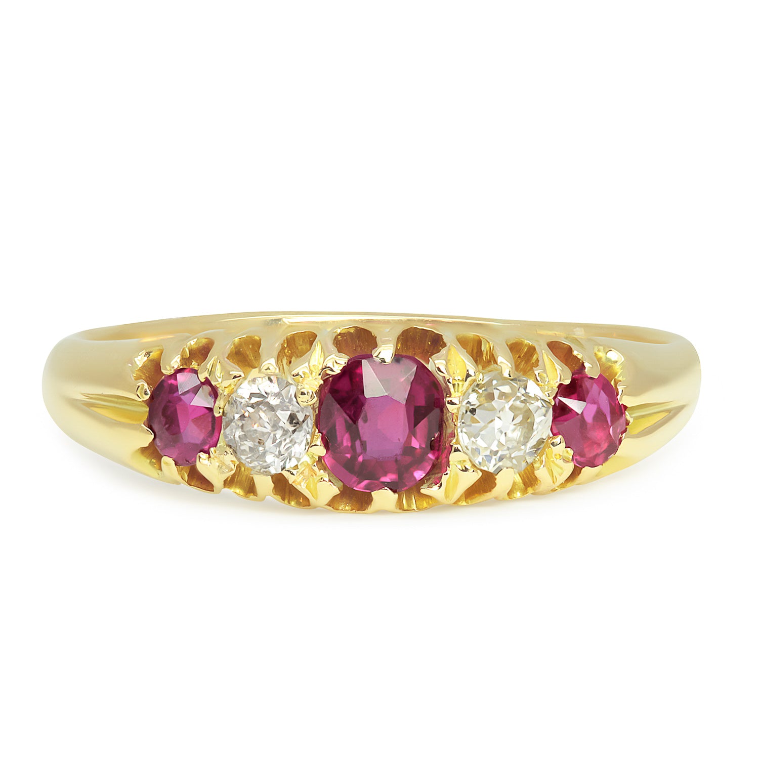 Lola antique Edwardian five stone ruby & diamond engagement ring