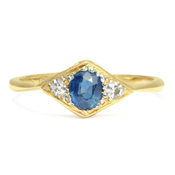 Maggie Art Deco three stone sapphire and diamond ring