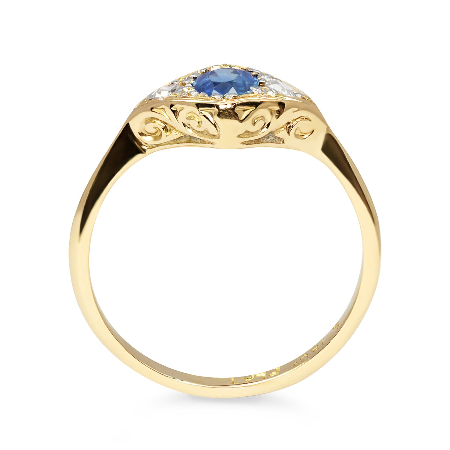 Maggie Art Deco three stone sapphire and diamond ring
