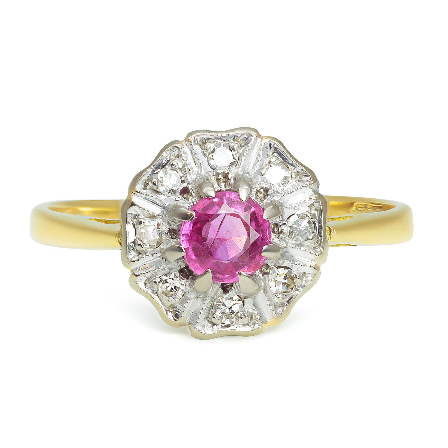 Martha antique ruby & diamond cluster engagement ring