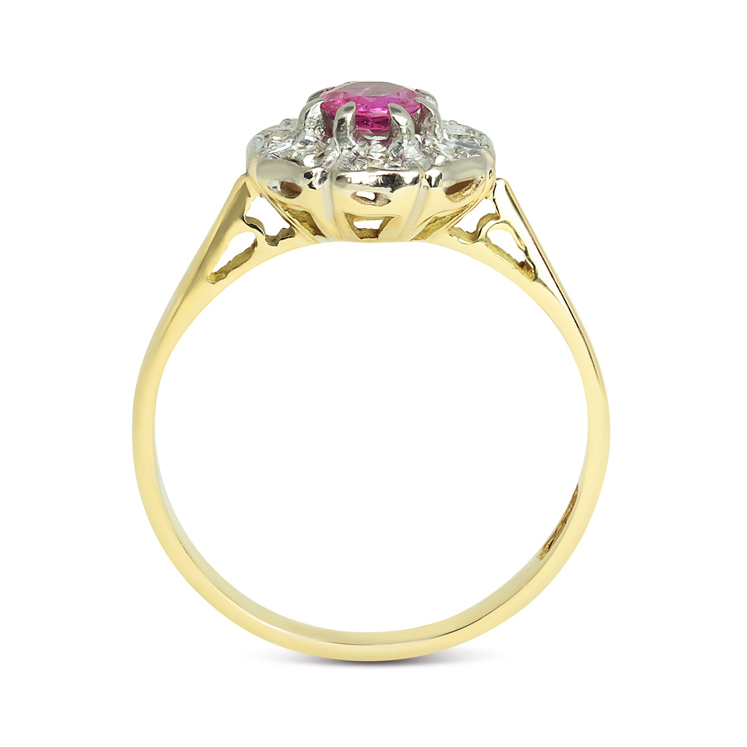 Martha antique ruby & diamond cluster engagement ring