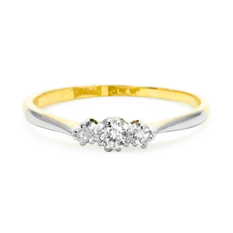 Millie three stone diamond Victorian engagement ring