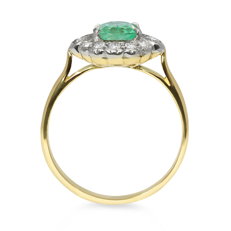 Penelope Victorian emerald and diamond engagement ring