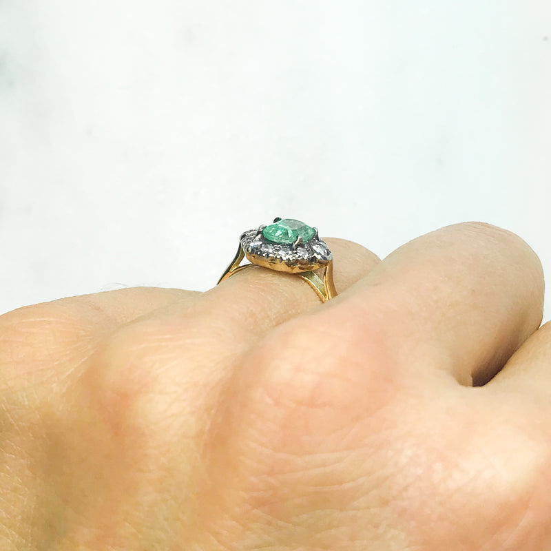 Penelope Victorian emerald and diamond engagement ring