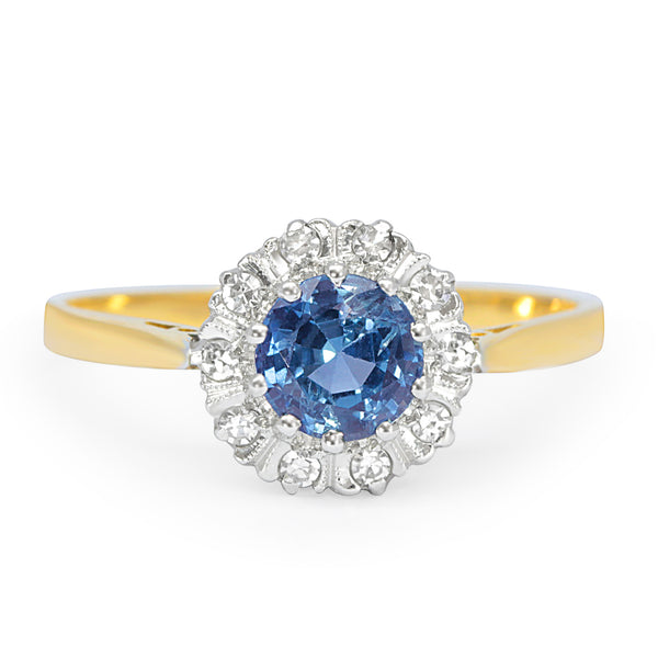 Silvia sapphire and diamond cluster engagement ring