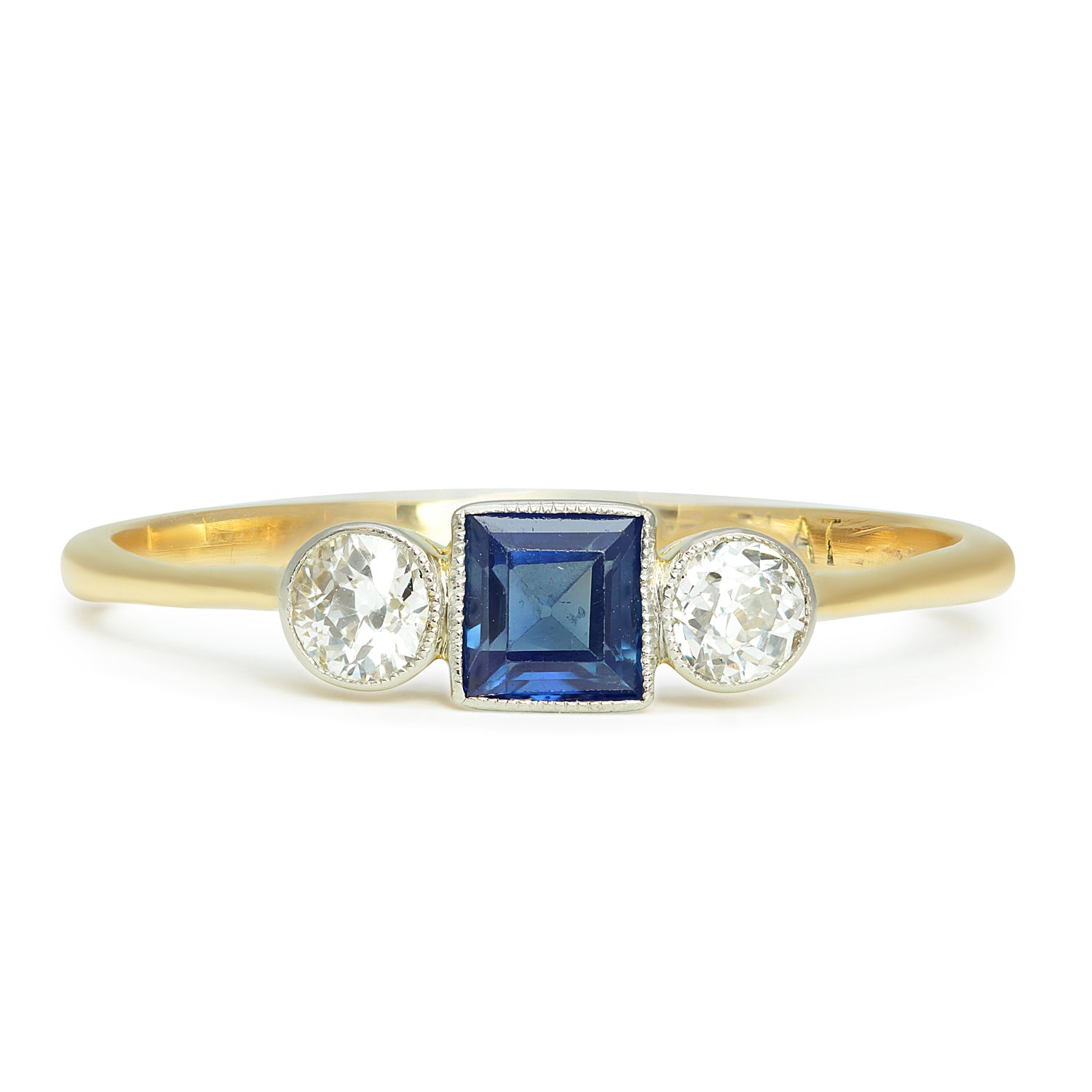 Sylvie antique sapphire and diamond trilogy engagement ring