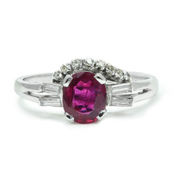 Tabitha vintage style ruby and diamond engagement ring