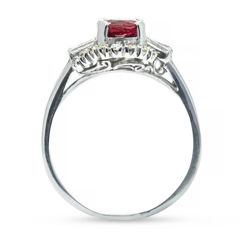 Tabitha vintage style ruby and diamond engagement ring