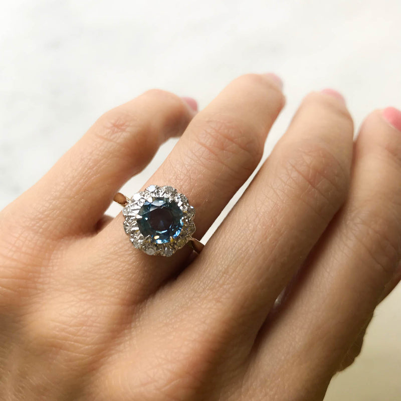 Vintage Old Mine Cut Sapphire and Diamond Engagement Ring | Joint Venture  Jewelry | Cary, NC