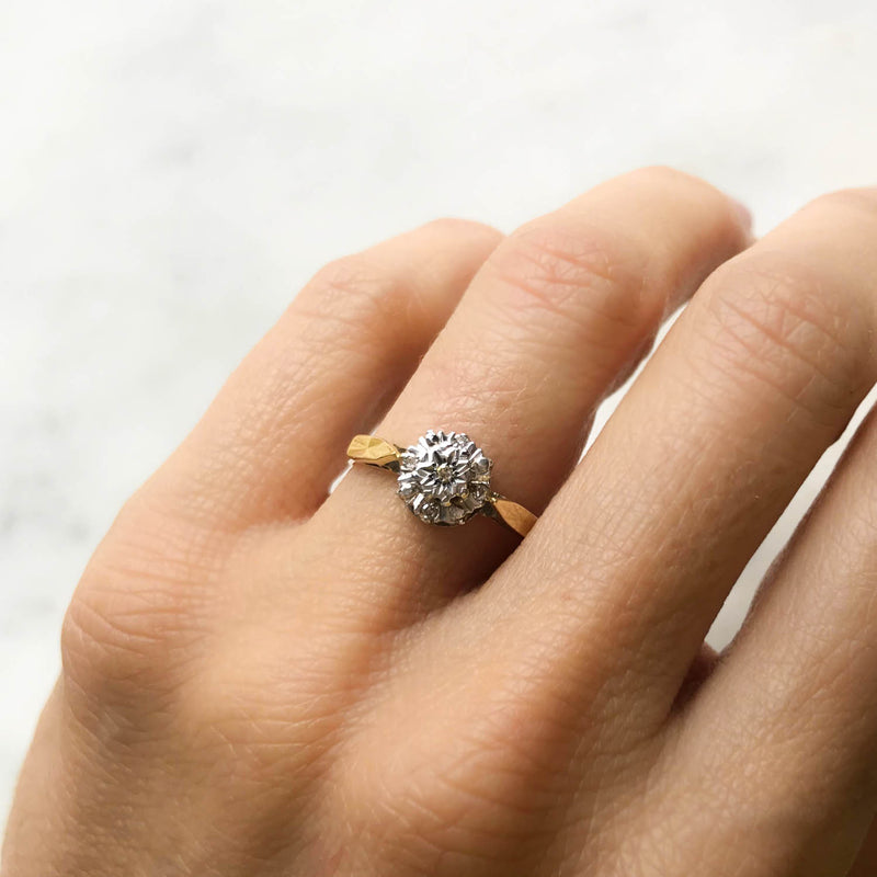 Angela vintage diamond cluster 1970s engagement ring