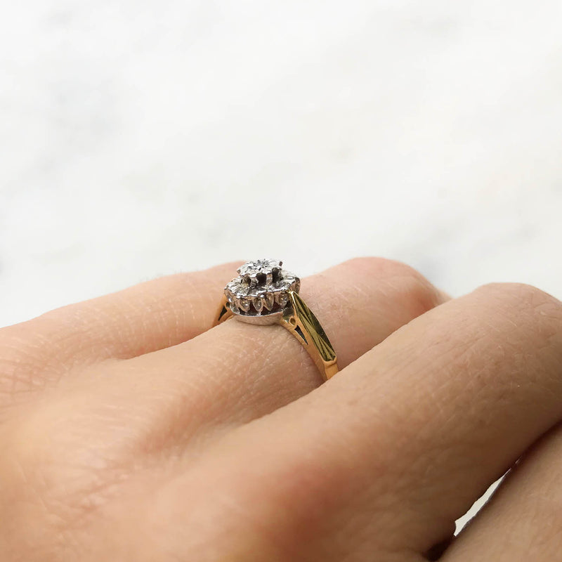Angela vintage diamond cluster 1970s engagement ring Vintage Ring Co