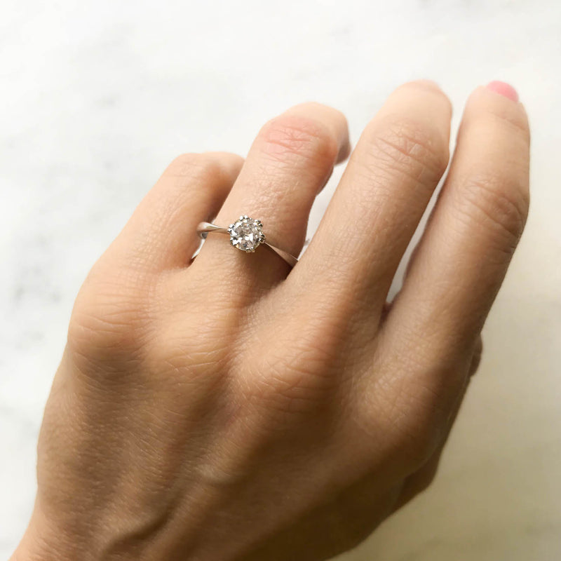 Elizabeth 0.52 carat old cut diamond vintage engagement ring