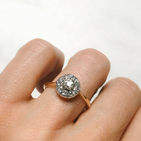 Eliza diamond cluster Victorian engagement ring