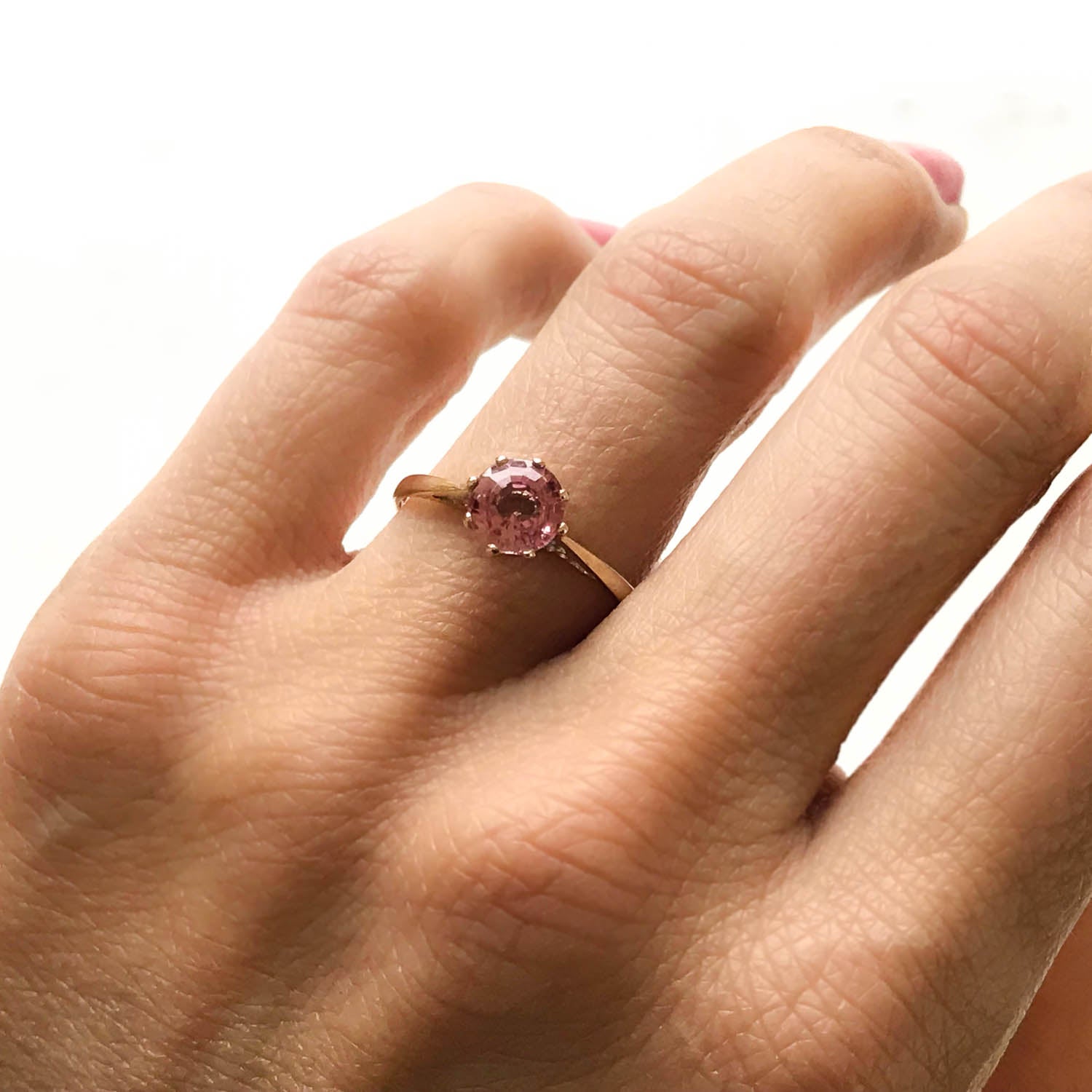 Georgia pink tourmaline vintage engagement ring