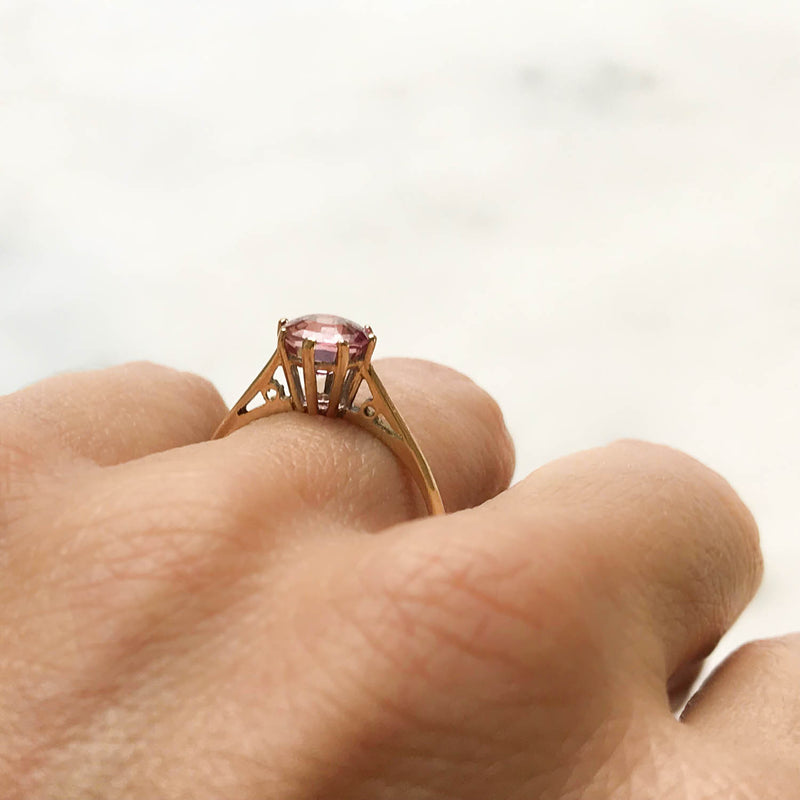 Georgia pink tourmaline vintage engagement ring