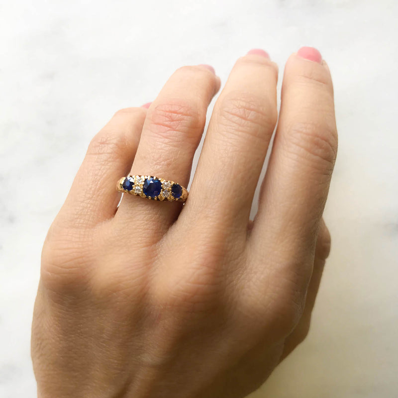 Grace sapphire and diamond Victorian engagement ring