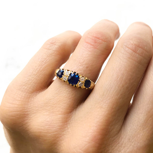 Grace sapphire and diamond Victorian engagement ring